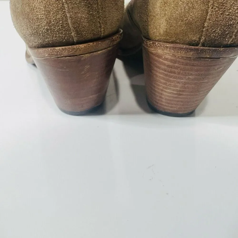 Free Lance Jane 70 Chelsea Beveled Boot with Heel Suede Leather Taupe Brown Size